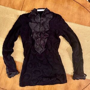 Anne Fontaine Midnight Ruffle Top